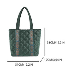 Puffer Tote Bag for Women Quilted Handbag Large Capacity Satchel Purse for Work Travel Shop