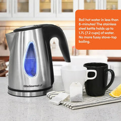 EKT-1271 # Ultimate 1.7 liter electric kettle-stainless steel design & cordless 360 ° base, stylish blue LED interior, handy AUT