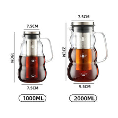 Cold Brew Iced Coffee Maker Airtight  Tea Infuser 1000ml 2L Glass Carafe with Removable Stainless Steel Filter Iced Tea Maker