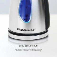 EKT-1271 # Ultimate 1.7 liter electric kettle-stainless steel design & cordless 360 ° base, stylish blue LED interior, handy AUT