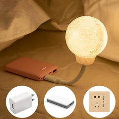 USB Plug in Light 3 Color Temperature Voice Control Flexible Gooseneck Automatic Sensor Portable Moon Night Light for Bedside