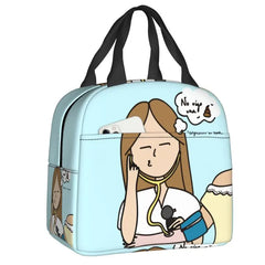 Enfermera En Apuros Doctor Nurse Lunch Bag Women Portable Cooler Thermal Insulated Lunch Box Picnic Storage Food Bento Box