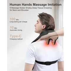 Medcursor Neck Shoulder Massager Deep Tissue Shiatsu Back Massager with Heatfor Trapezius Muscle Electric Kneading Massage Shawl