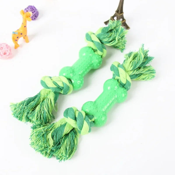 Pet Chew Toy TPR Plastic Bone Dog Toys Clean Up Puppy Tartar Molar Teeth Handmade Cotton Rope Robust Bite Resistant Dogs Product