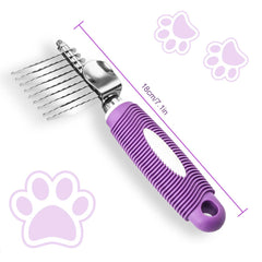 Pet Dematting Fur Rake Comb Brush Tool Dog and Cat Comb with Long Safety Blades for Detangling Matted or Knotted Undercoat Hair