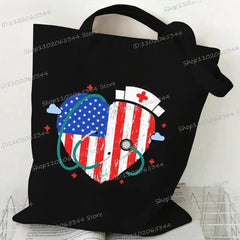 Medical Equipment Heart Shoulder Bag Women Men Nurse Letter Heartbeat Pattern Tote Bags Large-capacity Medical Symbols Handbag