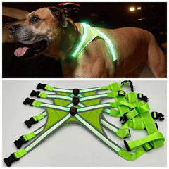 Adjustable LED Light Up Dog Harness Glowing Soft Pet Harness Leash Enhance Visibility Breathable LED Pet Collar