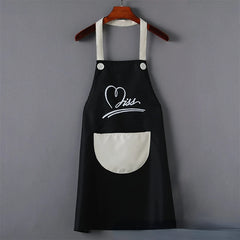 Modern Black PVC Smile Printed Apron Waterproof Oil-proof for Femme Men Big Pocket Apron Dress Household Kitchen Supplies