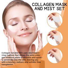 EELHOE Collagen Eye Mask Patch with Vc Mist Spray Anti Aging Eye Mask Wrinkle Remove Dark Circle Face Lifting Skin Rejuvenation