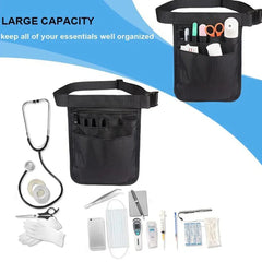 Nurse Organizer Belt Nylon Multi-Compartment Waist Organizer Belt Adjustable Portable Nurse Tool Storage Bag Black New