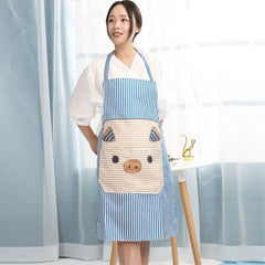 Fashion Cartoon Pig Apron Kitchen Supply Oil-proof Apron Hanging Neck Polyester Antifouling Sleeveless Apron