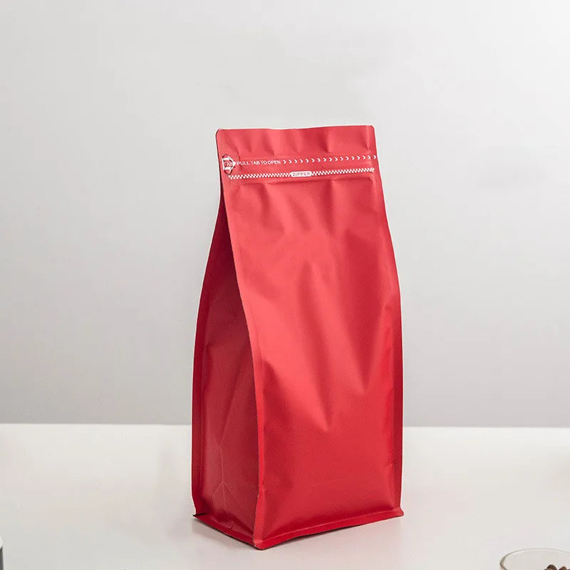 50pcs Eight-side Self-standing Coffee Bags Snack Dried Fruit Aluminum Foil Zipper Bag Coffee Bean Food Packing One-way Valve Bag