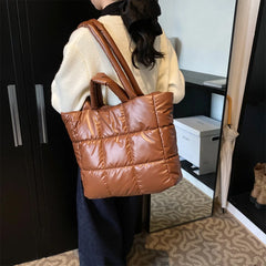 Puffer Tote Bag for Women Large Quilted Shoulder Bag Cotton Down Padded Handbag Purse Puffy Tote Bags Ladies Padding Shopper Bag