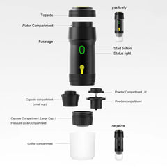 Expresso Coffee Maker 60ml Portable Electric Coffee Machine Wireless Capsule/Powder Heating Expresso Machine For Outdoor Car