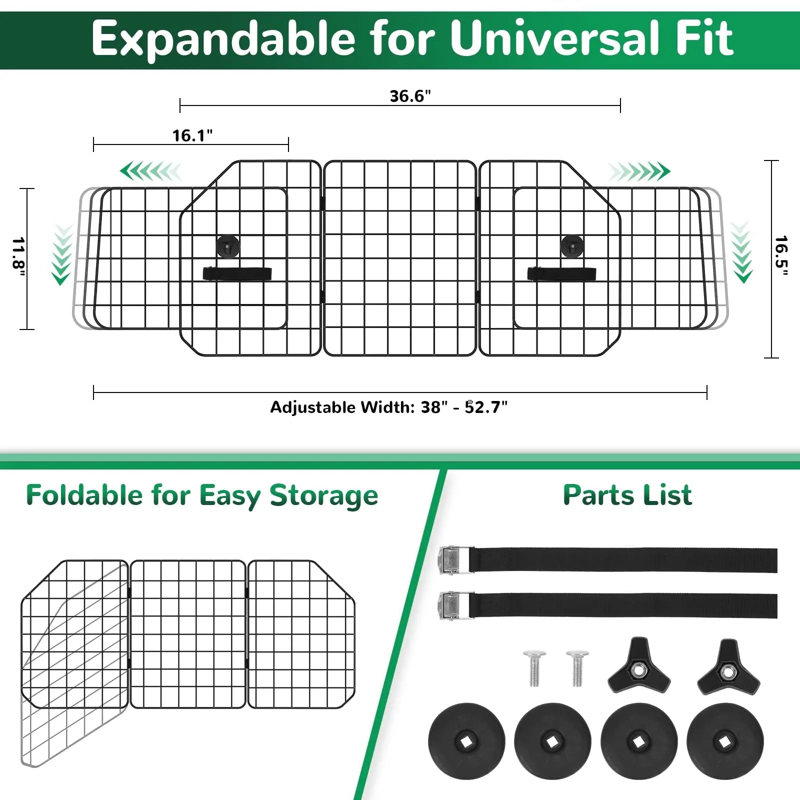 Universal Adjustable Dog Car Barrier, Heavy-Duty Wire Mesh Pet Divider Dog Guard, Back Seat Dog Separator Gate for Cargo Area