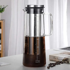 Leeseph Airtight Cold Brew Iced Coffee Maker and Tea Infuser- 1.0L / 34oz Glass Carafe with Removable Stainless Steel Filter