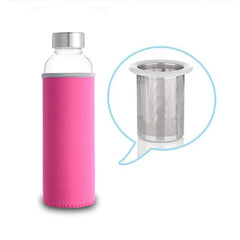 UPORS 550ML High Temperature Resistant Glass Sport Water Bottle with Tea Infuser + Protective Bag Water Bottle