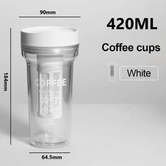 420ML Cold Brew Coffee Maker with Filter Coffee Cup with Leak-proof Lid Water Bottle for Tea Fruit Juice for Fridge Cold Drink