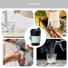 Cup Sleeves For Hot Drinks Coffee Sleeves Mug Sleeve Hand Protector Reusable Jacket With Handle Cafe Insulator PU Leather For