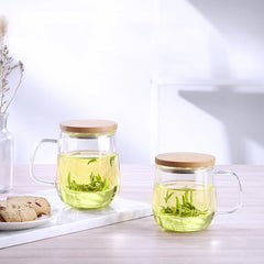 SAMADOYO Heat-resistant glass tea making cup, tea water separation belt, filtered flower tea cup, home office with cover belt