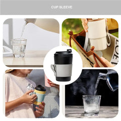 Cup Sleeves For Hot Drinks Coffee Sleeves Mug Sleeve Hand Protector Reusable Jacket With Handle Cafe Insulator PU Leather For