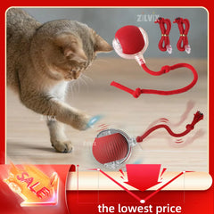 Cat Interactive Ball Toy Automatic Rolling Ball Faux Tail Rechargeable Smart Pet Electric Toy Dog Cat Training Imitate Mouse