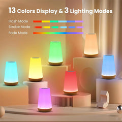 13 Color Changing Night Light Remote Control Touch USB Rechargeable RGB Night Lamp Dimmable Lamp Portable Table Bedside Lamp