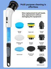 9 in 1 electric cleaning brush, handheld liquid filling cleaning brush, long handle telescopic electric brush, electric mop