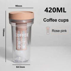 420ML Cold Brew Coffee Maker with Filter Coffee Cup with Leak-proof Lid Water Bottle for Tea Fruit Juice for Fridge Cold Drink