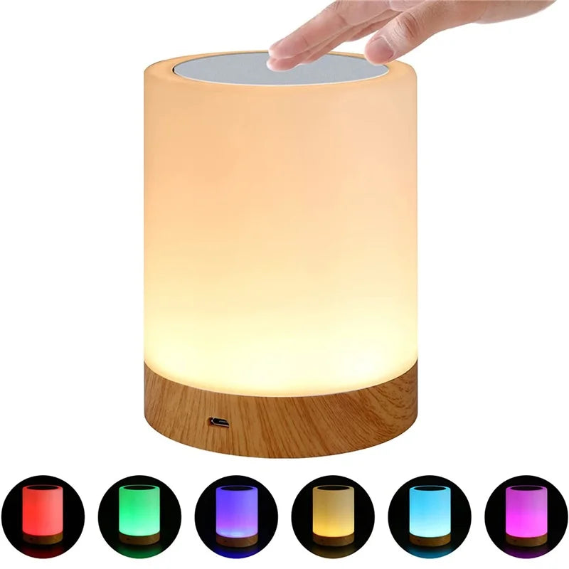 Night Light Touch Sensor Lamp Bedside Table Lamp Rechargeable Dimmable RGB Color Desktop Night Lamp For Room Children Kids Gift