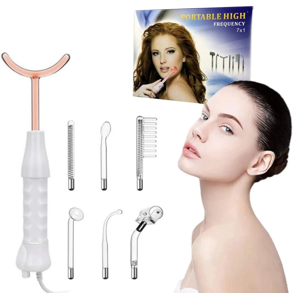 7 Electrode Tubes Beauty Machine Ozone High Frequency Wand for Face Hair Eye Massage Face Care Skin Care Device for Women&Men