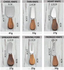 6-Piece Cheese Knives Set for Charcuterie Boards and Cutlery, Stainless Steel Cheese Knife Set Collection