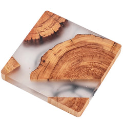 6Pcs Wooden Drink Coasters Epoxy Resin Coster with with Holder Heat-Resistant for Coffee Table Housewarming Gifts Home Decor