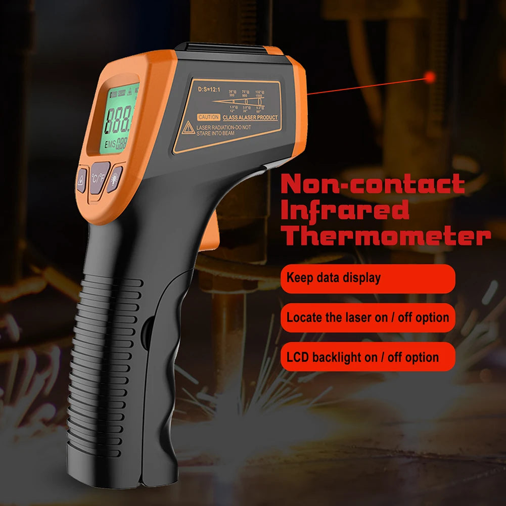 Infrared Thermometer No-contact Digital Industry LCD Screen Pyrometer IR Temperature Meter Imager Humidity Ambient Meter