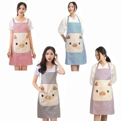 Fashion Cartoon Pig Apron Kitchen Supply Oil-proof Apron Hanging Neck Polyester Antifouling Sleeveless Apron