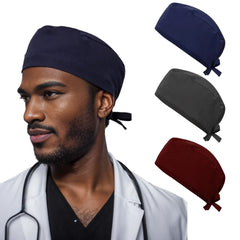 Medical Hat Long Hair Cordlock Nursing Scrub Caps for Women and Men Cotton Soft Chef Dental Surgeon Sanitary Surgical Hats