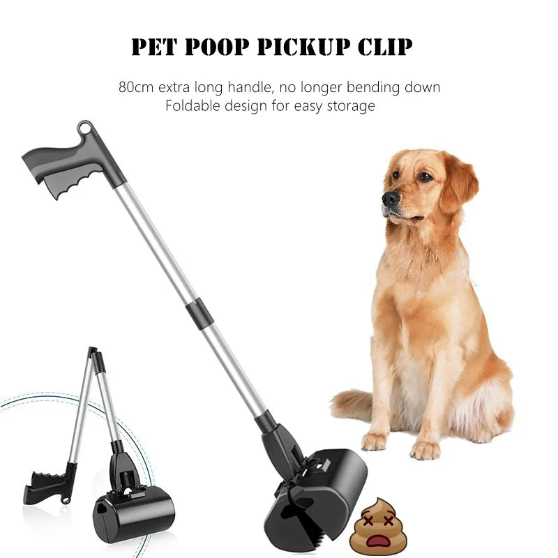 Dog Poop Picker Dog Toilet Pet Pooper Scooper Cat Poop Clip 80cm Foldable Pick Waste Pet Cleaning Tool for Dog Accessories