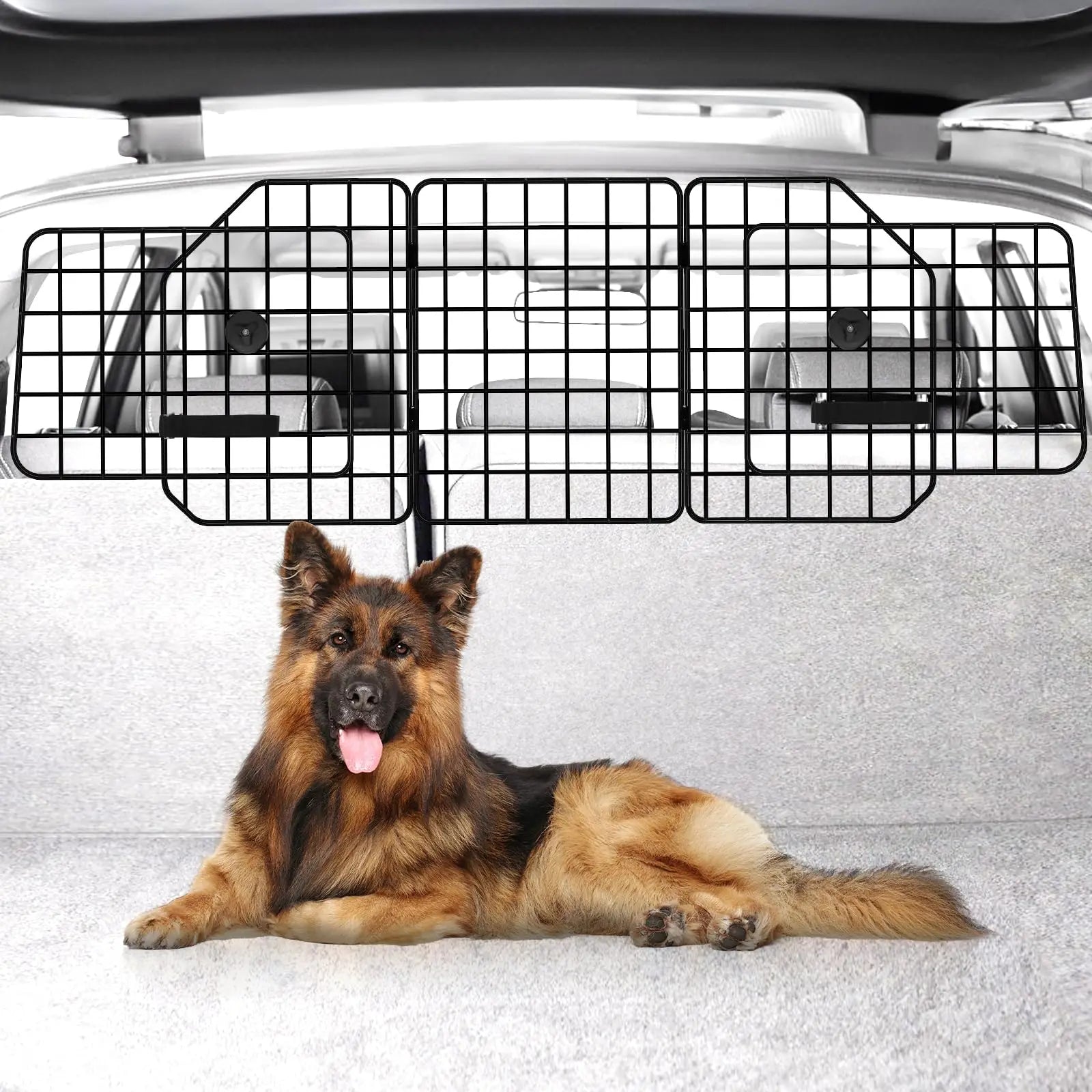 Universal Adjustable Dog Car Barrier, Heavy-Duty Wire Mesh Pet Divider Dog Guard, Back Seat Dog Separator Gate for Cargo Area