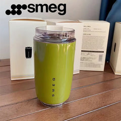 SMEG 240ML Milk White Beverage Cup Travel Portable Drinking Cup Stainless Steel Vacuum Leak proof  Coffee Thermos