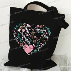 Medical Equipment Heart Shoulder Bag Women Men Nurse Letter Heartbeat Pattern Tote Bags Large-capacity Medical Symbols Handbag