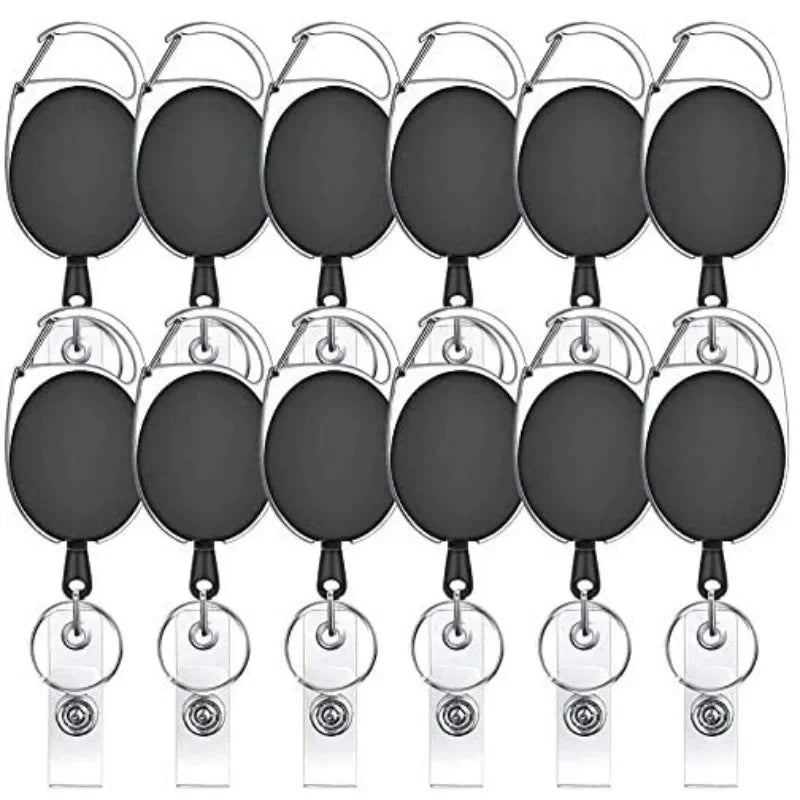 12pcs ABS Zinc Alloy Retractable Easy To Pull Buckle Keychain Badge Clip Landyard Badge Reel Id Badge Holder Nurse Accessories