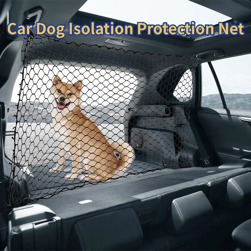 Car Dog Rear Seat Fence Barrier Auto Trunk Cat Isolation Protection Net Universal SUV Separation Storage Mesh Pet Safety Supply