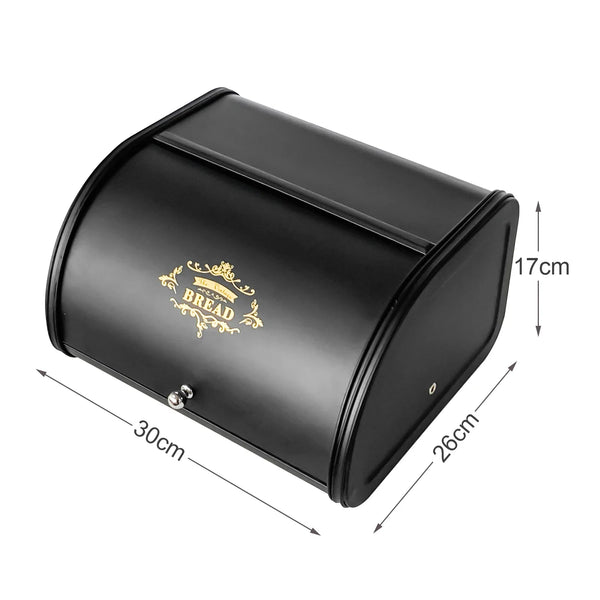 Metal Bread Box Black bread Bin Bread Storage box Food Storage Containers for Kitchen Large household Food Container