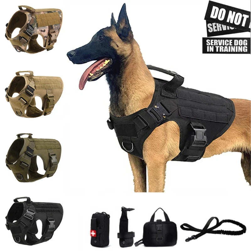 K9 Tactical Military Vest Pet German Shepherd Golden Retriever Tactical  Training Dog Harness and Leash Set For All Breeds Dogs