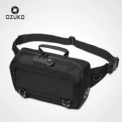 OZUKO Waist Bag Handbag Man  Casual Fanny Pack Male Waterproof Travel Waist Bags USB Charging Chest Bag for Cell Phone