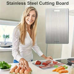 1pc High-Quality Titanium Alloy Chopping Board - Double-Sided Food-Grade Stainless Steel Chopping Board Suitable for Kitchen