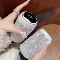 300ml Luxury Rhinestones Stainless Steel Vacuum Flasks Temperature Display Thermos Cup travel Tumbler Water Bottle Coffee Mug