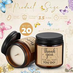 20 Pcs Thank You Candles Bulk Employee Appreciation Gifts Scented Inspirational Jar Candle for Coworkers Employee Teachers