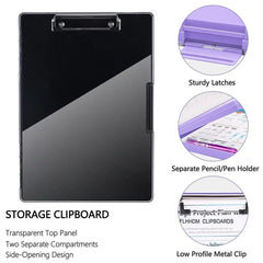 Double Layer With Side Opening Secure Clasps Holds 300+ Sheets With Pen Case Nursing Clipboard Folder Case Office Clipboard