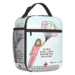 Cartoon Ladies Nurse Doctor Printed Portable Lunch Box for Women Leakproof Thermal Cooler Food Insulated Lunch Bag Picnic Tote